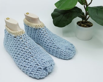 Sky Blue Crochet Slippers - PDF BEGINNER PATTERN