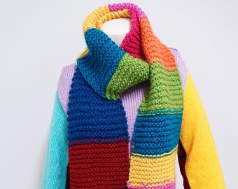 Rainbow Color Block Scarf Pattern - PDF BEGINNER LEVEL