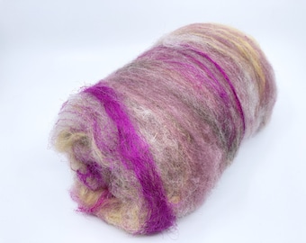 Wool Fiber Batt- Raspberry Jupiter