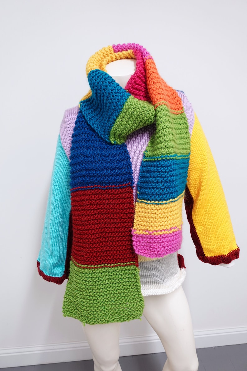 Rainbow Color Block Scarf Pattern PDF BEGINNER LEVEL image 1