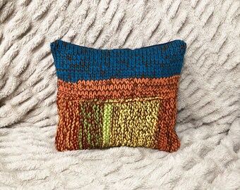 Hand Knitted Throw Pillow Cover and Pillow Insert