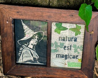 Botanical Linocut Print: Pressed Flowers, Rustic Nature Art