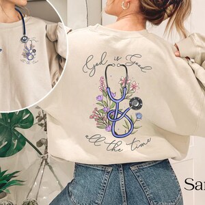 Cute Nurse Sweatshirt, Nurse Stethoscope Sweatshirt, Floral Nurse Life Hoodie, Nurse tshirt, Nurse Gift, RN Gift, Student Nurse Sweatshirt