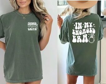 In My Engaged Era Shirt, Engaged Shirt, Trendy Comfort Colors Pocket Shirt, Engagement Gift, Custom Future Mrs. T-Shirt, Fiancee Shirt, Gift