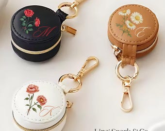 Mini Gym Ring Holder Travel Jewelry Box,Leather Ring Holder, Gift Travel Jewelry Case Keychain Ring Holder Bridesmaid Gift Wedding Gift