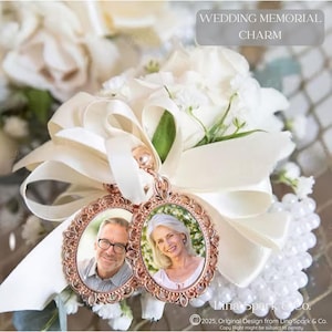 Memorial Bridal Bouquet Charm,  Wedding Memorial Keepsake, Flower Bouquet Photo Charm, Custom WEDDING CHARM photo memory, Bride Gift