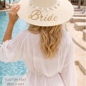 Custom Floppy Beach Hat ,Bachelorette Trip Honeymoon Wedding, Bridesmaid Sun Hat, Girls Trip Beach Hat, Personalized Newly Married Honeymoon