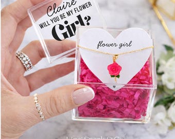 Personalized Flower Girl Gift , Flower Girl Necklace, Toddler Flower Girl, Little Girl Gifts, Custom Flower Girl Gift, Flower Girl Proposal