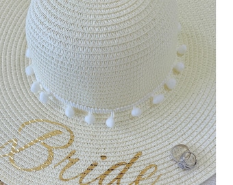 Custom Floppy Beach Hat ,Bachelorette Trip Honeymoon Wedding, Bridesmaid Sun Hat, Girls Trip Beach Hat, Personalized Newly Married Honeymoon
