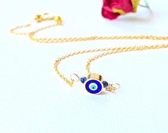 Evil Eye Solitary Necklace Gold Filled