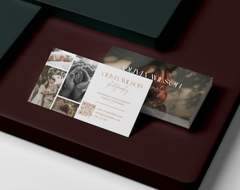 Plantilla de tarjeta de presentación de fotografía / Tarjetas de presentación de fotógrafo / Tarjeta de fotografía bohemia / Plantilla de Canva / Plantillas comerciales para Canva.