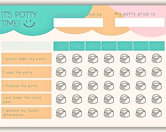 Kids Editable Potty Training Reward Chart | Printable Potty Training Tracker | Customizable PDF | Toddler Toilet Training Incentive Chart