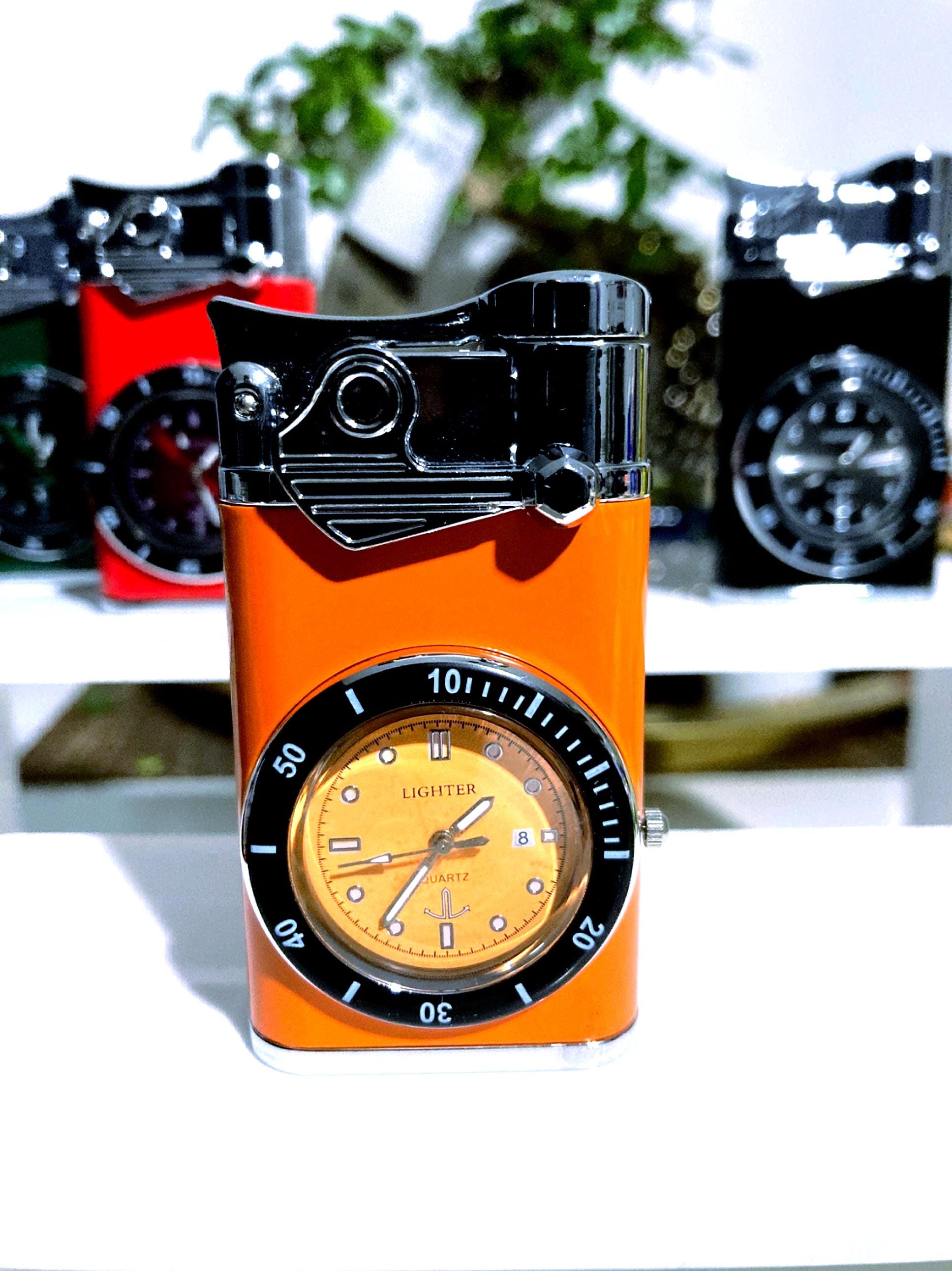 Windproof Lighter Retro Watch Bezel Jet flame Gadget Elegant Cigar Cigarette Lighters BBQ Blow Torch Gifts For Men Dad Fathers Day Gift
