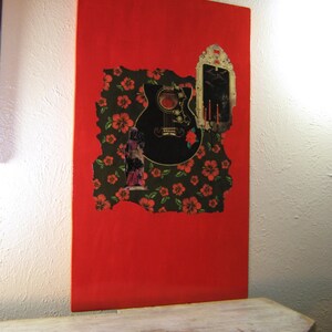 Collage on Wood, Black and Red, Pop Art image 1