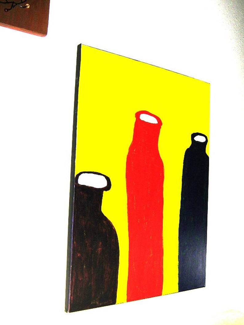 Acrylic Painting, on Canvas, Modern, Original Painting , Wall Art, Contemporary Art, Bottles image 5