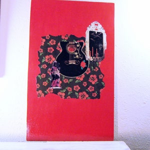 Collage on Wood, Black and Red, Pop Art image 4