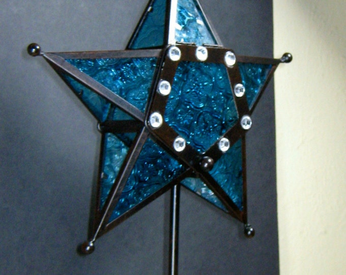 Wrought Iron Star Tea Candle Holder Royal Blue and Black Etsy