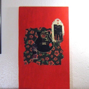 Collage on Wood, Black and Red, Pop Art image 2