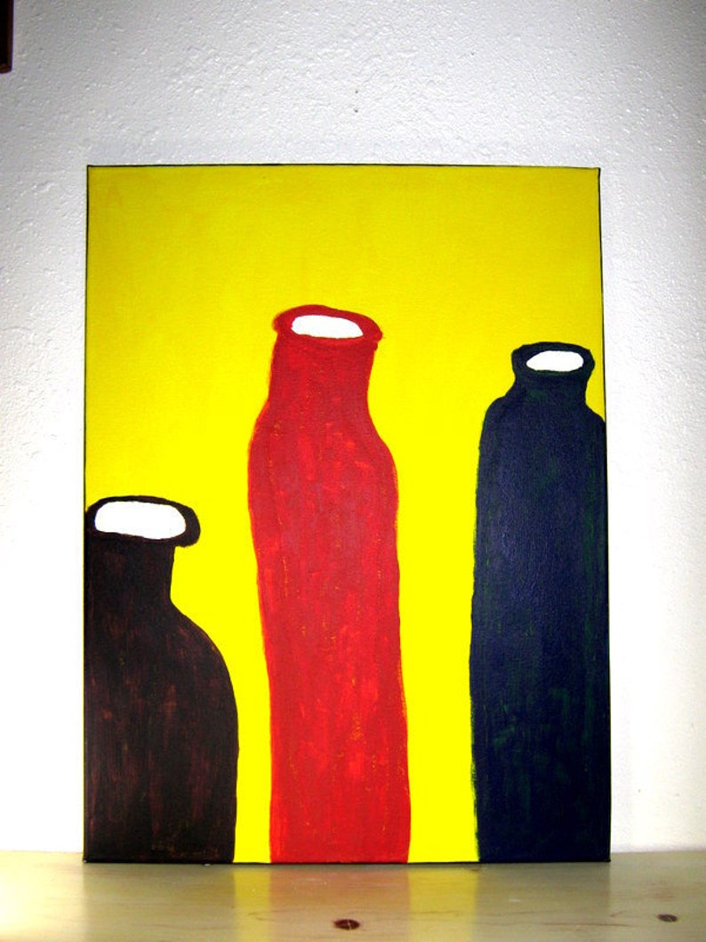 Acrylic Painting, on Canvas, Modern, Original Painting , Wall Art, Contemporary Art, Bottles image 1