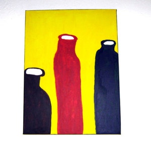 Acrylic Painting, on Canvas, Modern, Original Painting , Wall Art, Contemporary Art, Bottles image 3