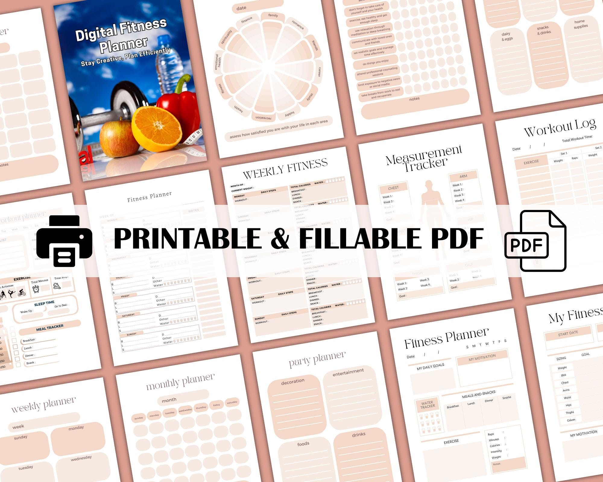 Digital Fitness Planner | Workout Planner | Self-care Planner | Gym ...