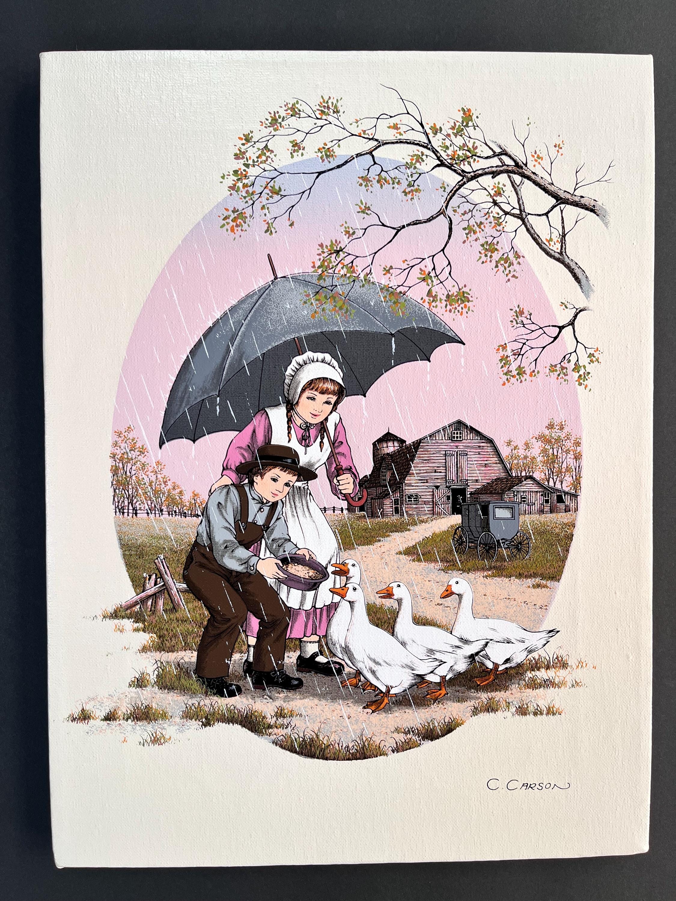 アメリカンヴィンテージ絵画　C.CARSON　キャンパス地　セリグラフ アメリカンヴィンテージ絵画 C.CARSON キャンパス地 セリグラフ