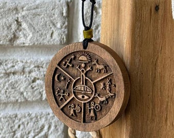 Collier chaman, pendentif ancien symbole Tengri, médaillon totem esprit tribal turc, bijoux chamaniques de l'Altaï, amulette païenne cadeau