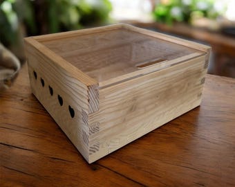 Boîte souvenir personnalisée en bois de pin peinte à la main, boîte à souvenirs rustique