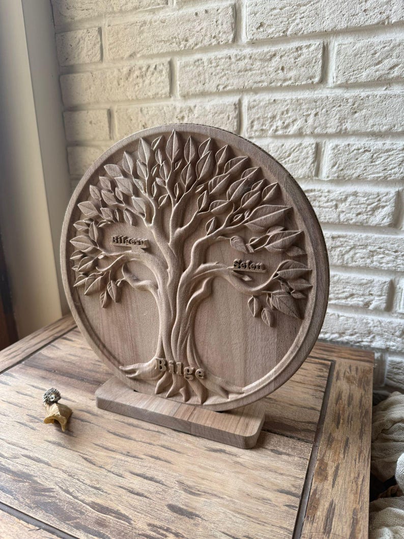 Rustic Family Tree Sign Personalized Tree of Life Tabletop Art – Custom Wooden Family Name Sign ...