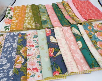 Reversible Cotton Snac-kins: Boho Mid-Century Napkins, Set of 3 DIY Mix- Match