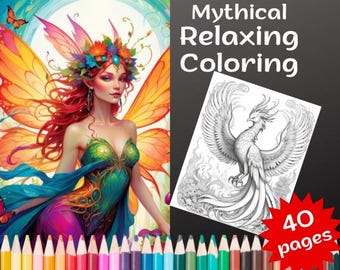 Calming Mythicals Adult 40 Coloring pages: Unleash Creativity, Embrace Peace, 11x8.5