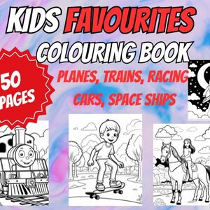 Kids Favorites Coloring activity pages: 50 pages, digital instant download printable book sheets, Unleash Creativity, Favorite themes
