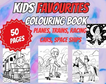 Kids Transport Coloring Book: 50 Printable Activity Pages (Digital Download)