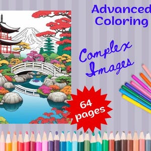 Adult Coloring Book Complex Images, Calming Relaxation,  Digital instant download