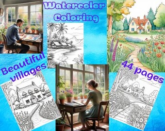 Villages of the World Coloring Book: 44 Page Relaxation Art (Digital Download)