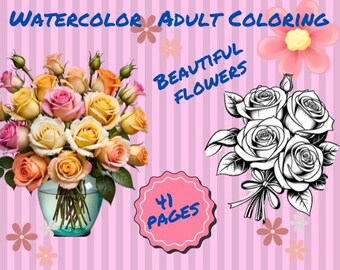 Floral Adult Coloring Book: 41 Pages of Flower Art (Digital Download)