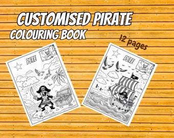 Pirate customised Colouring Pages with your name for parties, weekends, kids activities