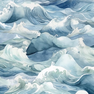 Stormy Seas! 100% Cotton Fabric NEW Ocean Waves Design: Metres/Fat/Long/Quarters Quilting Patchwork Crafting Sewing Marine Sailing Seaside