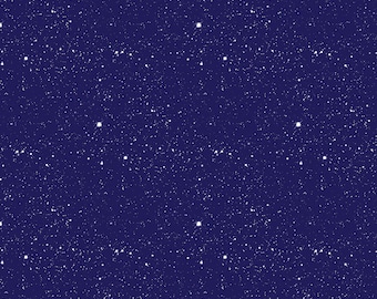 ¡Noche estrellada azul medianoche! Tela 100% algodón. Nuevo diseño exclusivo: Metros/Fat/Long/Quarters. Ideal para patchwork, manualidades, estrellas, espacio y galaxias.