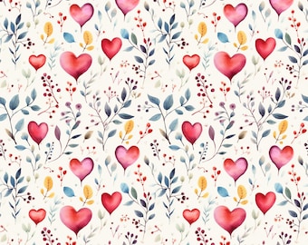 Tissu 100 % coton Cœurs et herbes NOUVEAUTÉ Cadeaux romantiques pour la Saint-Valentin Mètres/gras/long/quarts Quilting Patchwork Coudre Couture Fleurs Tissu