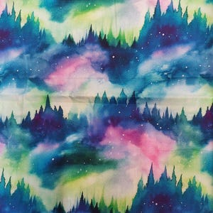 Aurora Borealis Starry Nights! 100% Cotton Fabric NEW Floral Garden Design Metres/Fat/Long/Quarters Quilting Patchwork Sewing Northern Light