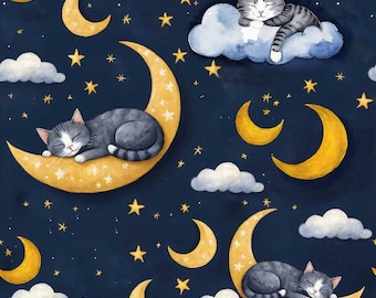 Sleepy Tabby Cats Tissu 100 % coton NOUVEAU Chat Chaton Conception amusante Mètres/Gras/Long/Quilters Quilting Patchwork Artisanat Coudre la nuit !