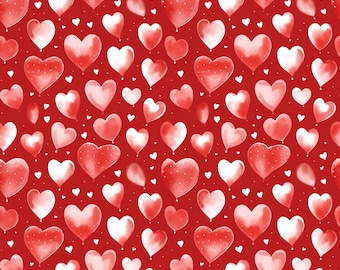 J'adore les coeurs rouges ! Tissu 100 % coton NOUVEAUTÉ Cadeaux romantiques pour la Saint-Valentin Mètres/Gras/Long/Quarts Quilting Patchwork Couds Spécial couture