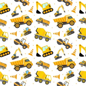 Pelles et camions ! Tissu 100 % coton NOUVEAUX véhicules de construction JCB Design mètres/gras/long/quarts matelassage artisanat matériel de couture voitures enfants