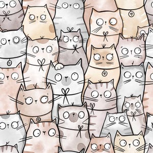 Doodle Katten 100% Katoen NIEUW Dier Leuk Ontwerp Meter/Vet/Lang/Kwartaal Quilten Patchwork Knutselen Naaien Grappig katje Cartoon huisdier