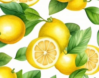 Citrons ! 100% coton tissu nouveau fruit design mètres/gras/long/quarts matelassage patchwork artisanat coudre été jaune blanc feuilles fruits plante