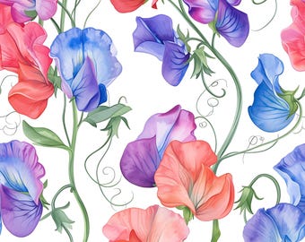 Fleurs de pois de senteur ! Tissu 100 % coton NOUVEAU matériau de jardin floral mètres/gras/long/quarts de pièce Quilting Patchwork artisanat couture couture amusant