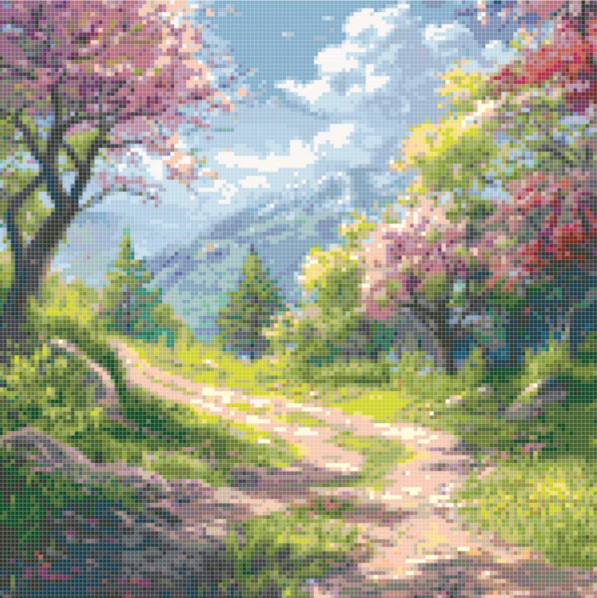 Springtime Pathway Cross Stitch Pattern PDF Files Symbols/colours/mixed ...