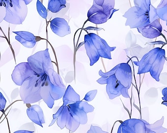 Aquarelles jacinthes des bois ! 100% coton tissu nouveau design floral plante de jardin mètres/gras/long/quarts matelassage patchwork artisanat couture fleurs