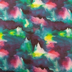 Aurora Borealis Glow 100% Cotton Fabric NEW Night Sky Design Metres/Fat/Long/Quarters Quilting Patchwork Crafting Sewing Northern Lights Fun